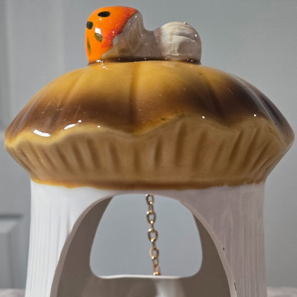 Vintage Merry Mushroom Hanging Bird Feeder / Hanging Planter